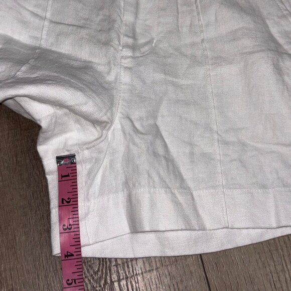 NWT MADEWELL Button- Tab Linen High Rise Shorts Size 4 White {NR095} - Picture 13 of 16